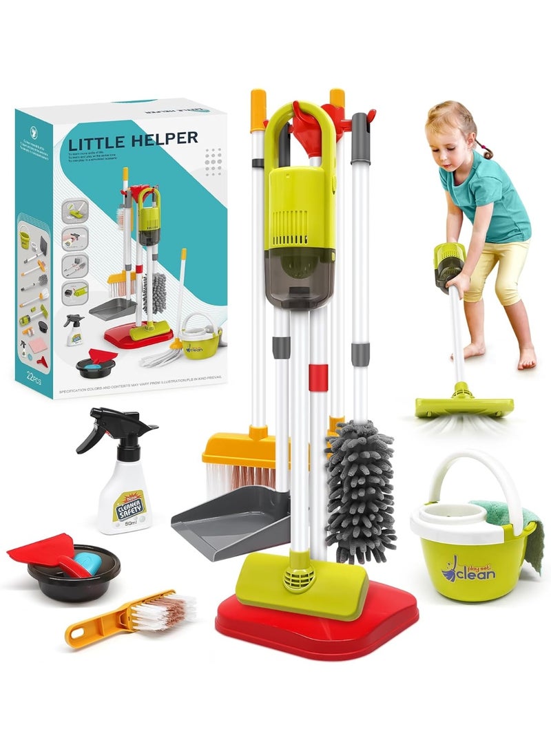 Paka Rabbit Kids Cleaning Set - 22Pcs Kids Cleaning Toy Set with 2-in-1 Kids Vacuum that Really Works, Pretend Home Cleaning Play Set for Age 3-7, Birthday Gift for Girls Boys - Image 1