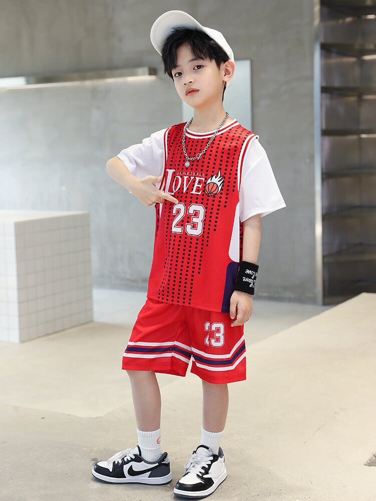 Boys' Summer Clothing for Older Children, 2025 New Cool and Stylish Basketball Uniform for Boys, Trendy Short-Sleeved Sports Quick-Drying Suit - Image 4