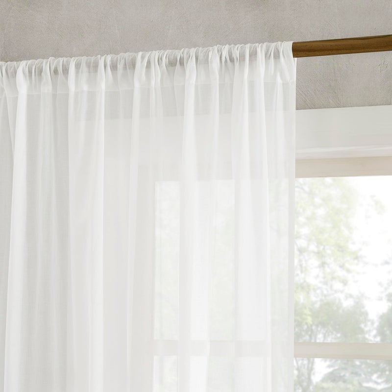 Archaeo 100% Cotton Sheer Curtain  50"" x 63  White - Image 2