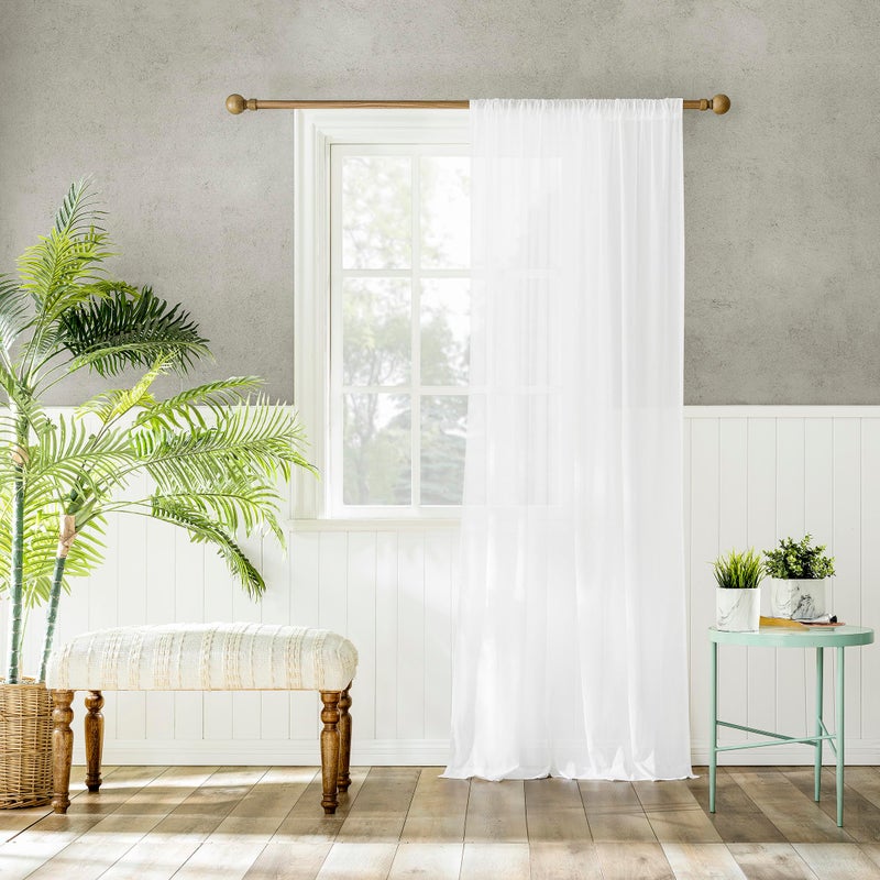 Archaeo 100% Cotton Sheer Curtain  50"" x 63  White - Image 1