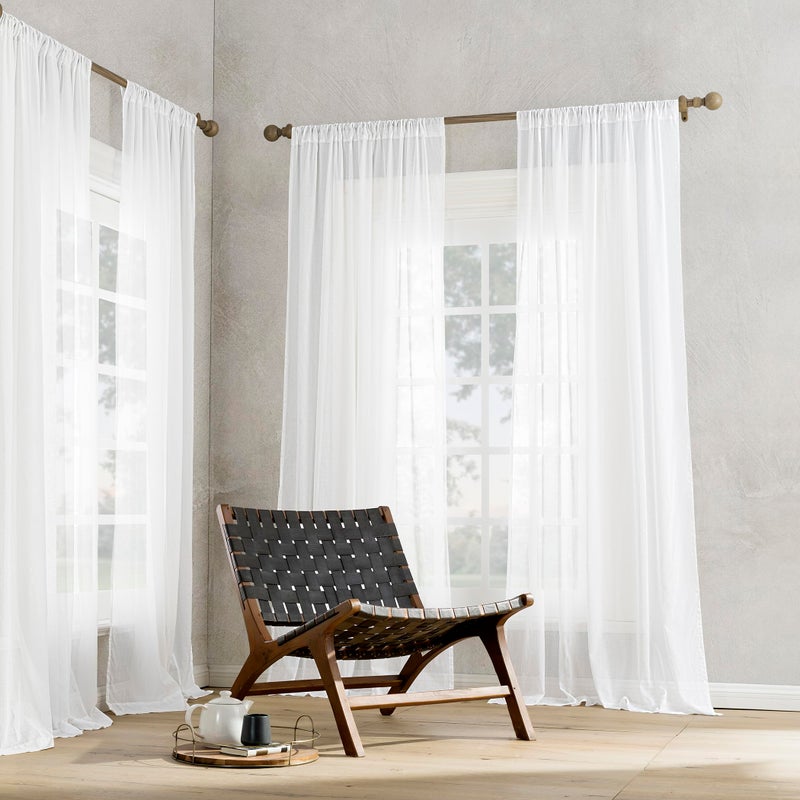 Archaeo 100% Cotton Sheer Curtain  50"" x 63  White - Image 5