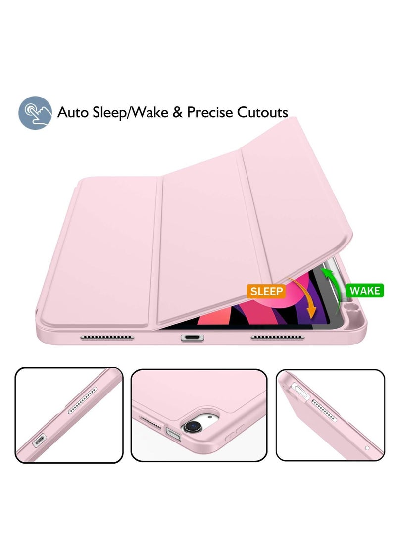راكسوم حافظة ELTRAZONE لجهاز iPad Air مقاس 11 بوصة (M2، 2024) - متوافقة مع الجيل الرابع والخامس والسادس (2024/2022/2020) | حامل ثلاثي الطيات رفيع مع ملحق مغناطيسي | يدعم قلم Pencil Pro وقلم Pencil (USB-C) | حماية متينة باللون الوردي  - Image 5