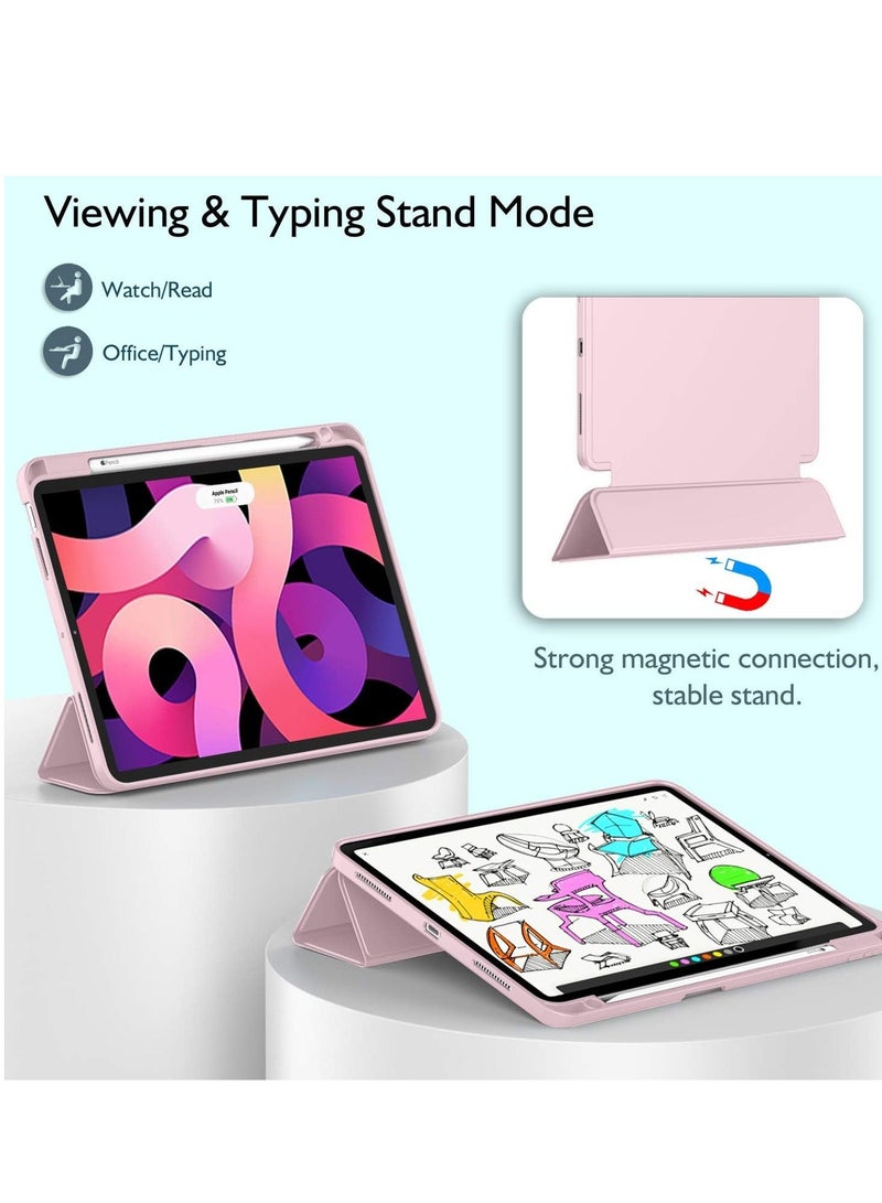 راكسوم حافظة ELTRAZONE لجهاز iPad Air مقاس 11 بوصة (M2، 2024) - متوافقة مع الجيل الرابع والخامس والسادس (2024/2022/2020) | حامل ثلاثي الطيات رفيع مع ملحق مغناطيسي | يدعم قلم Pencil Pro وقلم Pencil (USB-C) | حماية متينة باللون الوردي  - Image 4