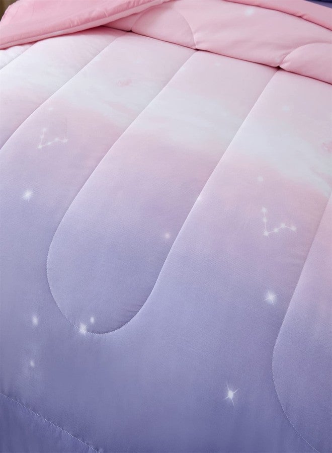 Dinjoy Girls Women Comforter Set King Size Ombre Pink Purple Rainbow Bedding Set 7 Pieces Bed in A Bag for Teen Adult (1 Comforter, 1 Flat Sheet, 1 Fitted Sheet, Pillow Shams & Pillowcases) - Image 4