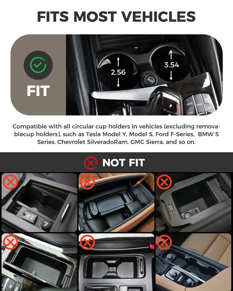 FLORICH Car Tray and Cup Holders, 360Â° Rotating Car Desk for Laptop, Upgraded Steering Wheel Tray, Car Food Tray Table for Eating, Automatic Center Console Cup Holder Universal Fit - Image 5