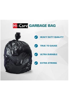 Hi Care (Pack of 100 Bags) Hi-Care Garbage Bag Black 45X50cm 15 Micron Heavy Duty Oxo Biodegradable Plastic Bag Small Trash Bags Dustbin Bags Waste Bag Office Bag Strong & Durable Bin Bag Garbage Bag Small  - Image 3