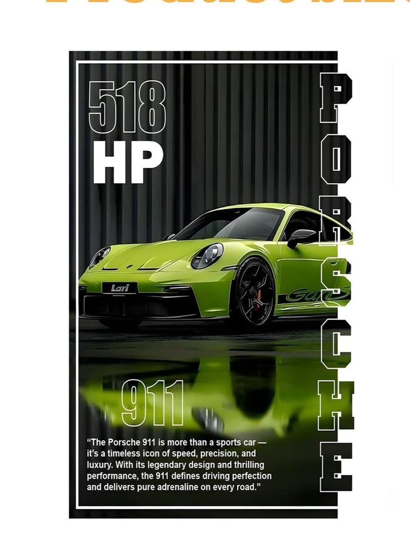 اي ار اس لوحة فنية تجريدية مطبوعة على قماش من ARS لسيارة بورش 911 GT3 RS - قطعة واحدة، مناسبة للمكتب وغرفة المعيشة وغرفة النوم كهدية. - Image 3