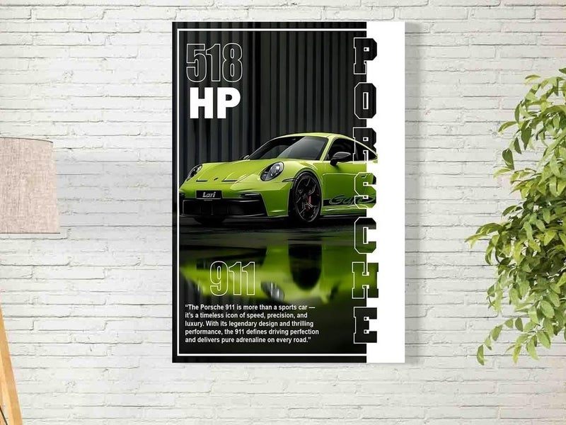 اي ار اس لوحة فنية تجريدية مطبوعة على قماش من ARS لسيارة بورش 911 GT3 RS - قطعة واحدة، مناسبة للمكتب وغرفة المعيشة وغرفة النوم كهدية. - Image 1