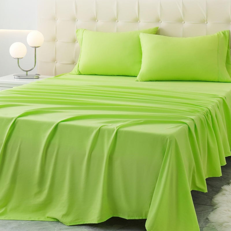 Homilay Full Size Bed Sheet Set - 4 Piece Soft Microfiber Sheets with Deep Pockets  Cooling Technology  and Wrinkle-Free Pillowcase. Hotel-Quality  Durable Bedding  Sharp Green - Image 1