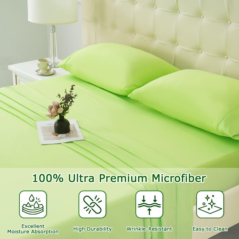 Homilay Full Size Bed Sheet Set - 4 Piece Soft Microfiber Sheets with Deep Pockets  Cooling Technology  and Wrinkle-Free Pillowcase. Hotel-Quality  Durable Bedding  Sharp Green - Image 3