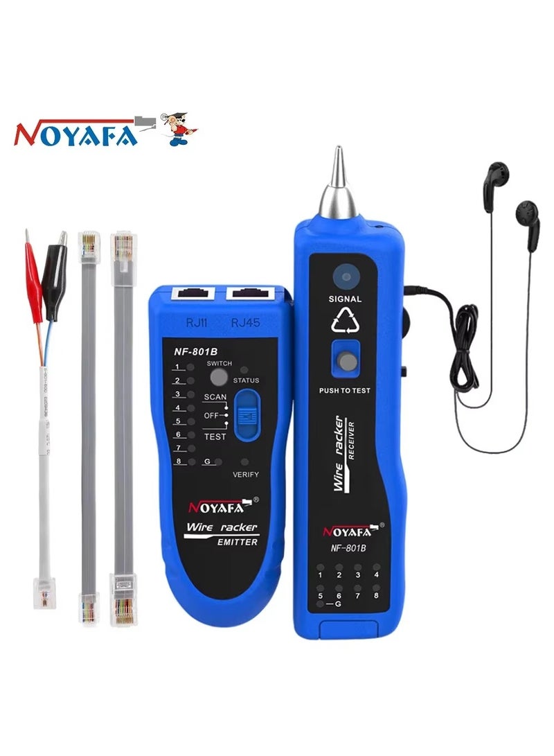NOYAFA Network Cable Tester, RJ11 RJ45 Network Tester for Telephone, Ethernet, Video, Tone Generator, Metal, Ethernet Cable Tester Cable Toner with Earphone Flashlight - Image 1