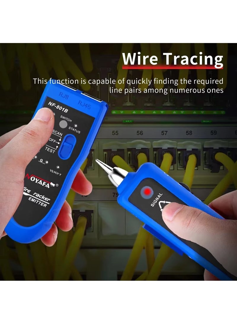 NOYAFA Network Cable Tester, RJ11 RJ45 Network Tester for Telephone, Ethernet, Video, Tone Generator, Metal, Ethernet Cable Tester Cable Toner with Earphone Flashlight - Image 3