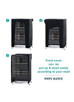 PONY DANCE Pets Product Universal Birdcage Cover Blackout & Breathable Birdcage Cover For Pets' Good Night, Large, Black, 35 L X 25 W X 47 In H  - Image 4