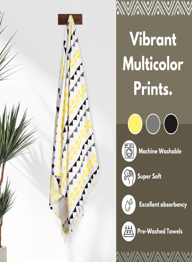 Native Fab Bohemian Turkish Beach Towel - Extra Large 40"x72" - 100% Cotton Absorbent Terry Towel for Bath, Swim, Travel - Sand Free, Thick Pool Towels - Multi Colors - Yellow Grey Black - Image 5