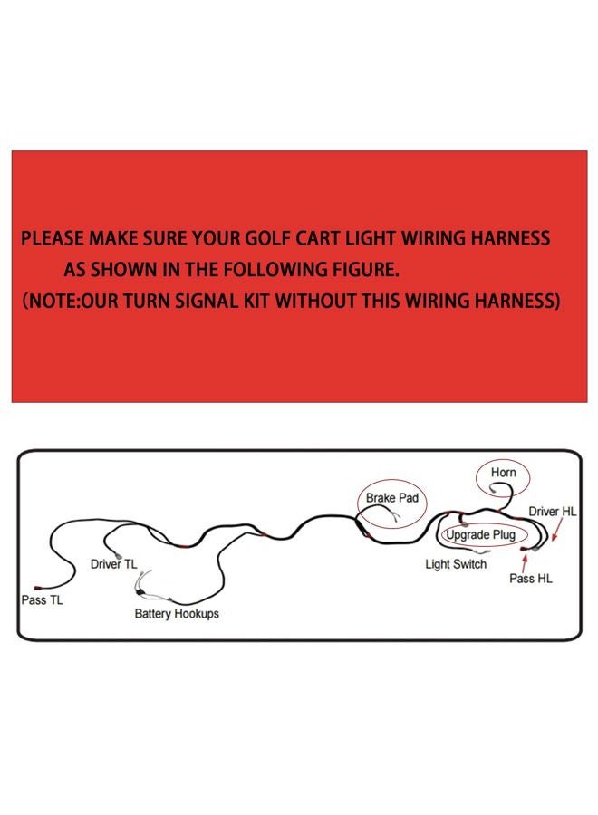 Orle Oko Golf Cart Turn Signal Kit with Horn Brake Light Switch 9-Pin Plug Deluxe Upgrade Wiring Harness - 12V Street Legal Light Kit for Club Car EZGO TXT RXV - Image 3