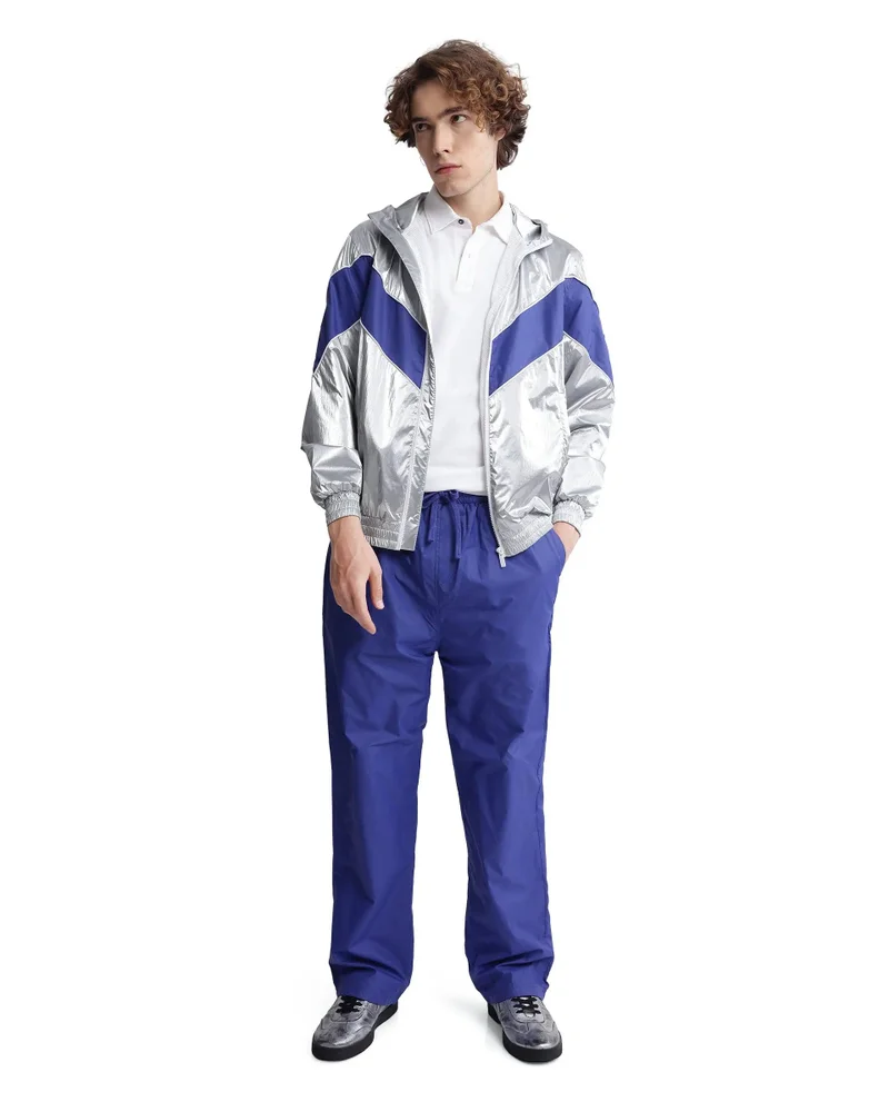 رير رابِت Men's Hooded Cut And Sew Metallic Jacket