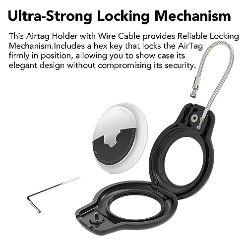 SPGUARD for AirTag Holder Case with Keychain, Air Tags-4 Pack for Apple Air Tag Holder with Wire Cable Lock Key Ring Chain Air Tagholder Accessories for GPS Item Tracker Kids,Keys,Luggage - Image 2