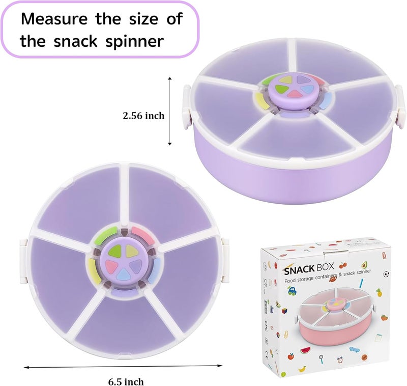 JOOPETALK Kids Snack Spinner  Reusable Snack Container with 5 Compartments  Lid BPAPVCFree Dishwasher Safe Perfect for Travel School Lunches  OntheGo Snacking Purple - Image 2