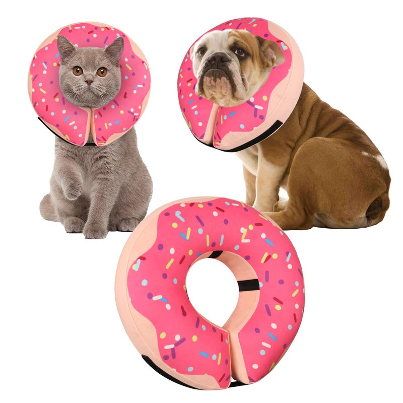Cneo Inflatable Cone Collar for Large Medium Small Dogs, Soft Adjustable Recovery Collar for Dogs Cats,Dog Cone Neck Donut Alternative After Surgery(Pink,Large - Image 1