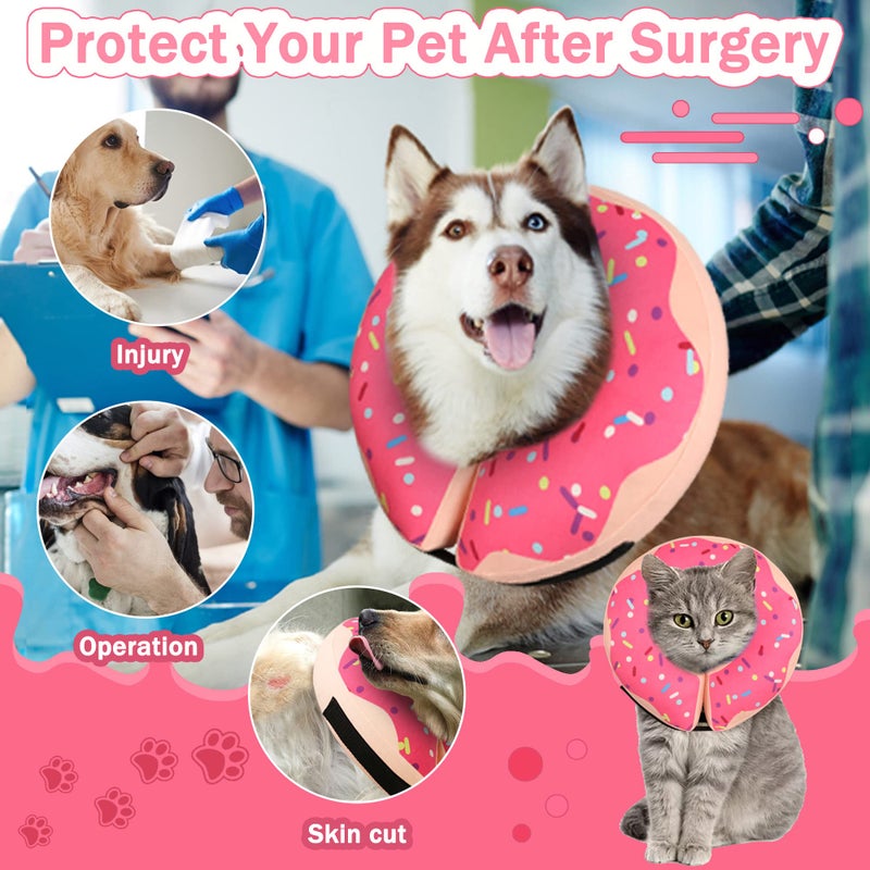 Cneo Inflatable Cone Collar for Large Medium Small Dogs, Soft Adjustable Recovery Collar for Dogs Cats,Dog Cone Neck Donut Alternative After Surgery(Pink,Large - Image 2