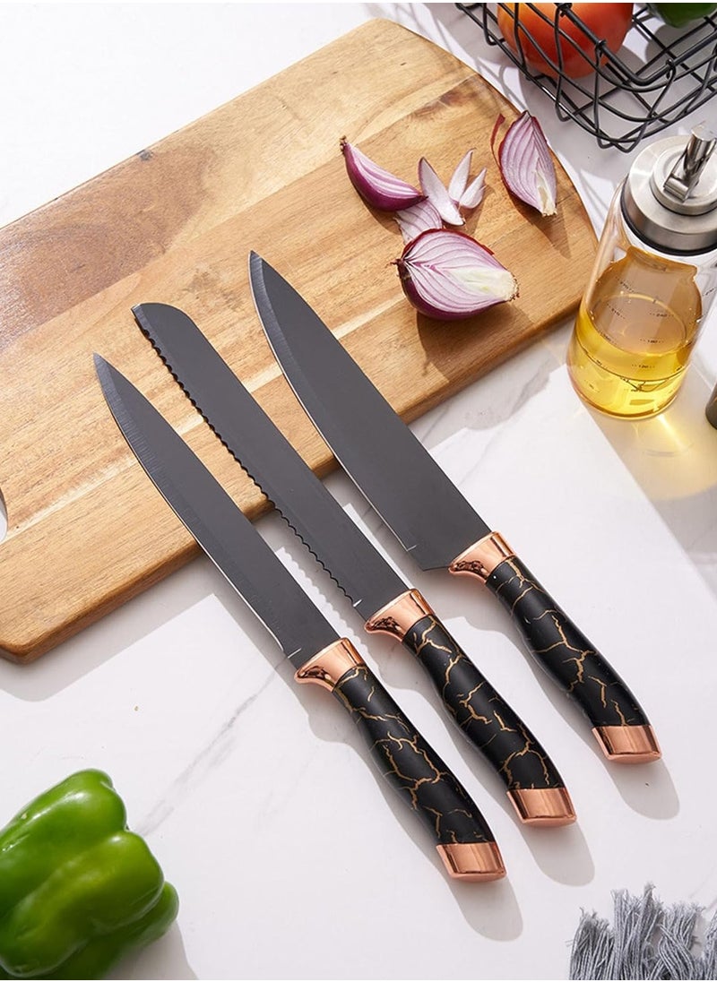 NextWave - Kitchen Knife Sets 9 Pieces Chef Knives Block Set with Acrylic Block Sharp Non-Stick Coated Stainless Steel Knife Set with Sharpener for Cutting Meat Slicing Chopping - Image 1
