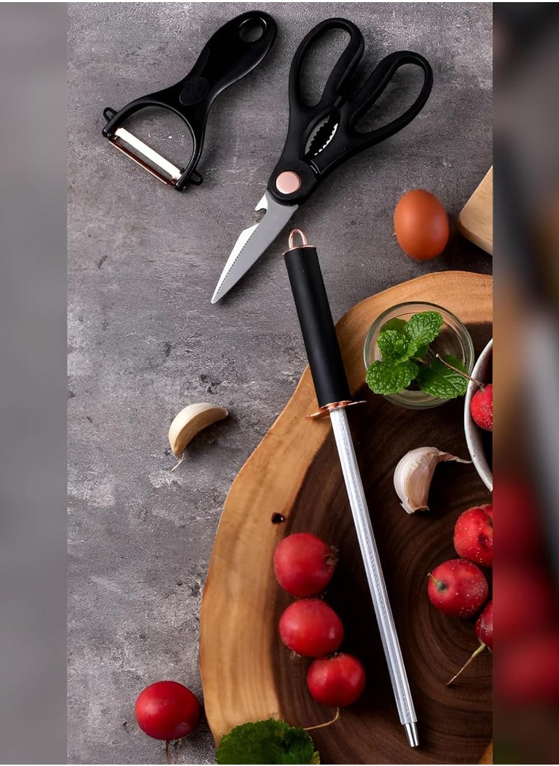 NextWave - Kitchen Knife Sets 9 Pieces Chef Knives Block Set with Acrylic Block Sharp Non-Stick Coated Stainless Steel Knife Set with Sharpener for Cutting Meat Slicing Chopping - Image 1