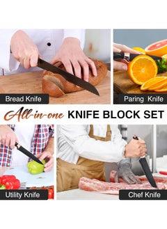 NextWave Kitchen Knife Sets 9 Pieces Chef Knives Block Set with Acrylic Block Sharp Non-Stick Coated Stainless Steel Knife Set with Sharpener for Cutting Meat Slicing Chopping  - Image 2