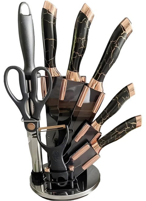 Kitchen Knife Set -Professional 9 PCS Knife Set With Acrylic block High Carbon Stainless Steel With Knife Sharpner - Ultra Sharp