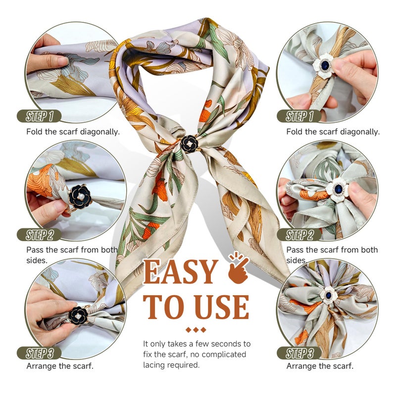 Philbinden 8 Sets Scarf Ring Elegant Horsebit Buckles Metal Clips for Women Scarves Pin Tshirt Ties Clip Perfect for Silk Scarves, Shawls, and Fashion Accessories - Image 5