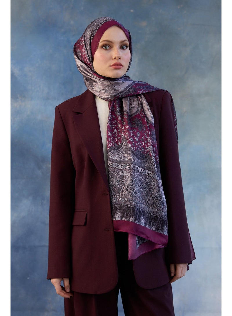 Indian Voile Burgundy Women Shawl 5002-6 - Image 3