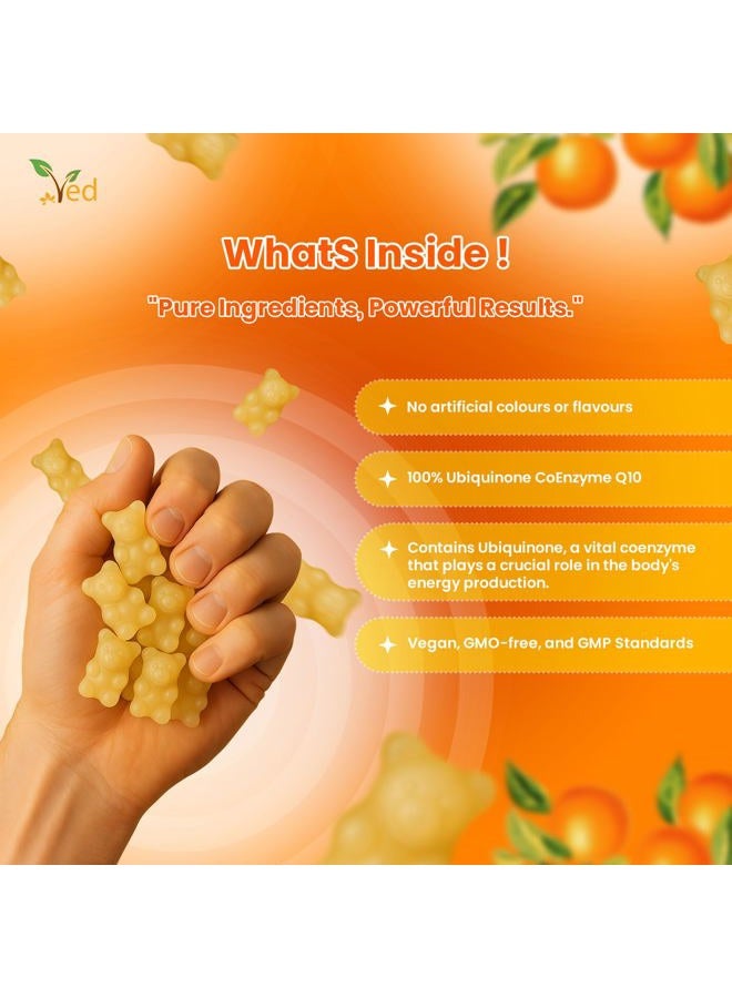 Ved Ubiquinol Gummy | Active Form coq10 | High Absorption/Enhanced bioactivity | Essential for Heart Health and Cellular Energy Production | 150 mg, 90 Gummy - Image 4