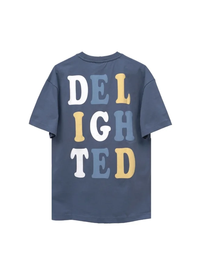 سيدرو Cedro Men's Oversize Graphic Cotton Tee in Blue