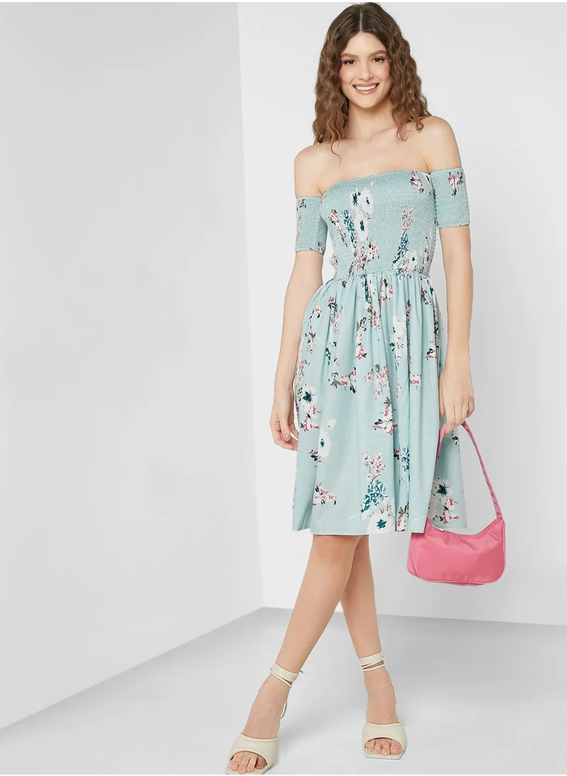 Ginger Off Shoulder Printed Dress