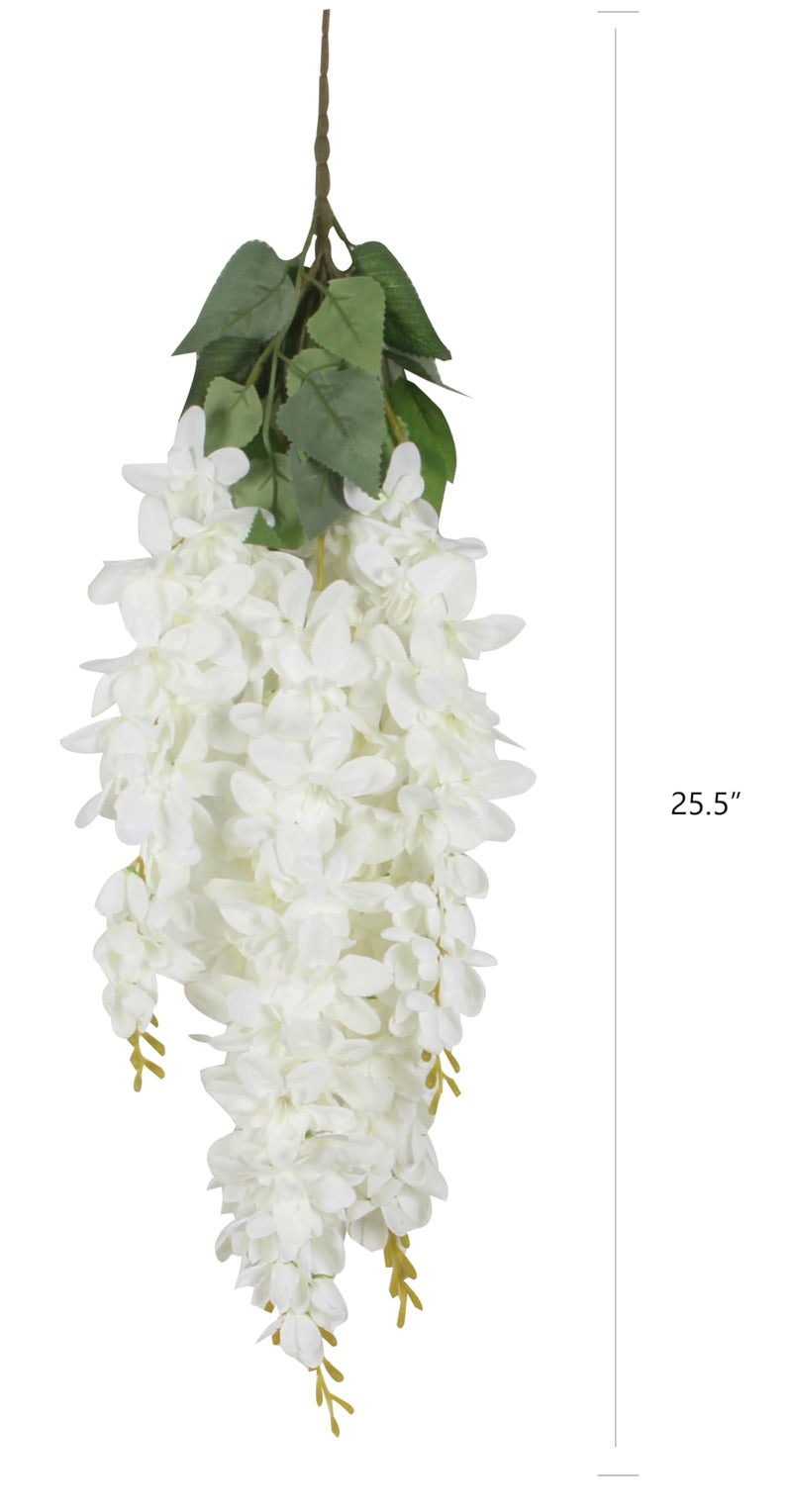 Duovlo Silk Wisteria Flower Artificial 2.13 Feet Hanging Wisteria Vine Fake Flower Bush String Home Party Wedding Decoration,Pack of 4ï¼ˆWhiteï¼‰ - Image 2