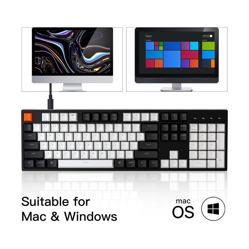 Keychron C2 Full Size 104 Keys Wired Mechanical Gaming Keyboard for Mac Layout, Gateron G Pro Brown Switch/White LED Backlight/Double Shot ABS Keycaps/USB C Computer Keyboard for Windows Laptop - Image 3
