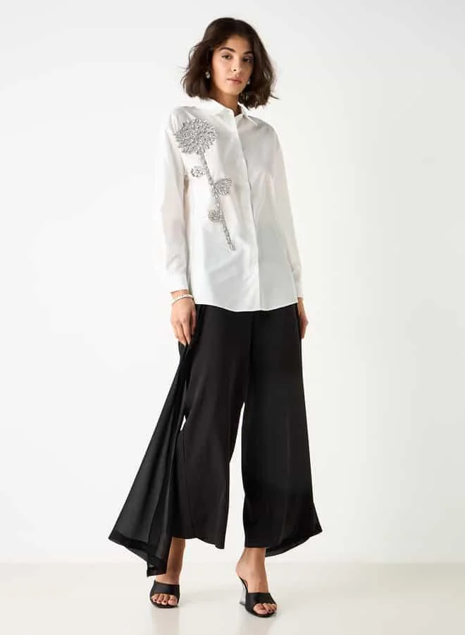 2Xtremz 2Xtremz Embellished Shirt with Collar and Long Sleeves