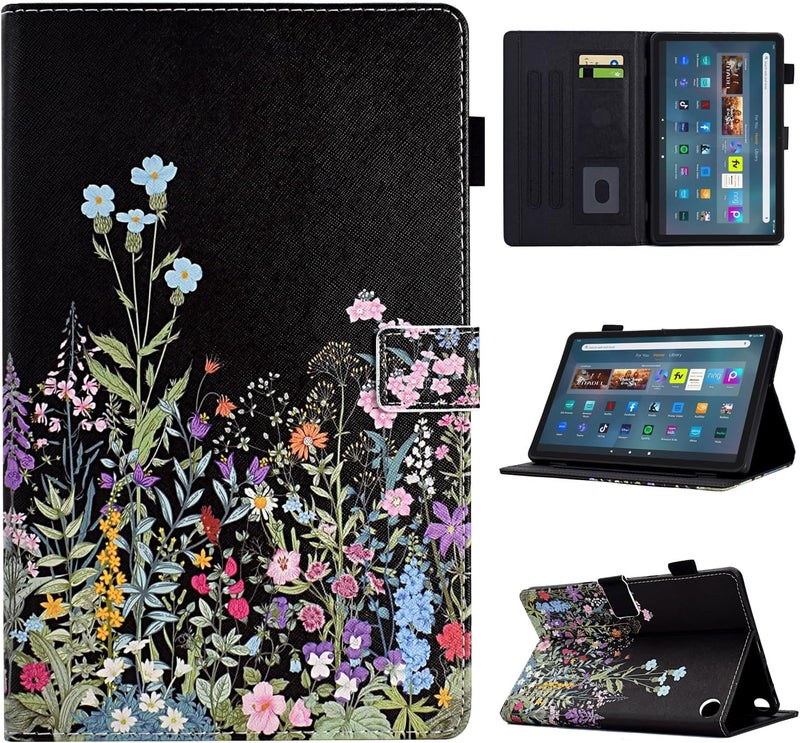 حالة لجهاز Kindle Fire Max 11 (الجيل الثالث عشر، إصدار 2023)، مصنوعة من جلد PU، قابلة للطي وتحتوي على دعامة، مزودة بوظيفة تنشيط/إيقاف التطبيق تلقائيًا، بتصميم يحتوي على رسوم للزهور. - Image 1