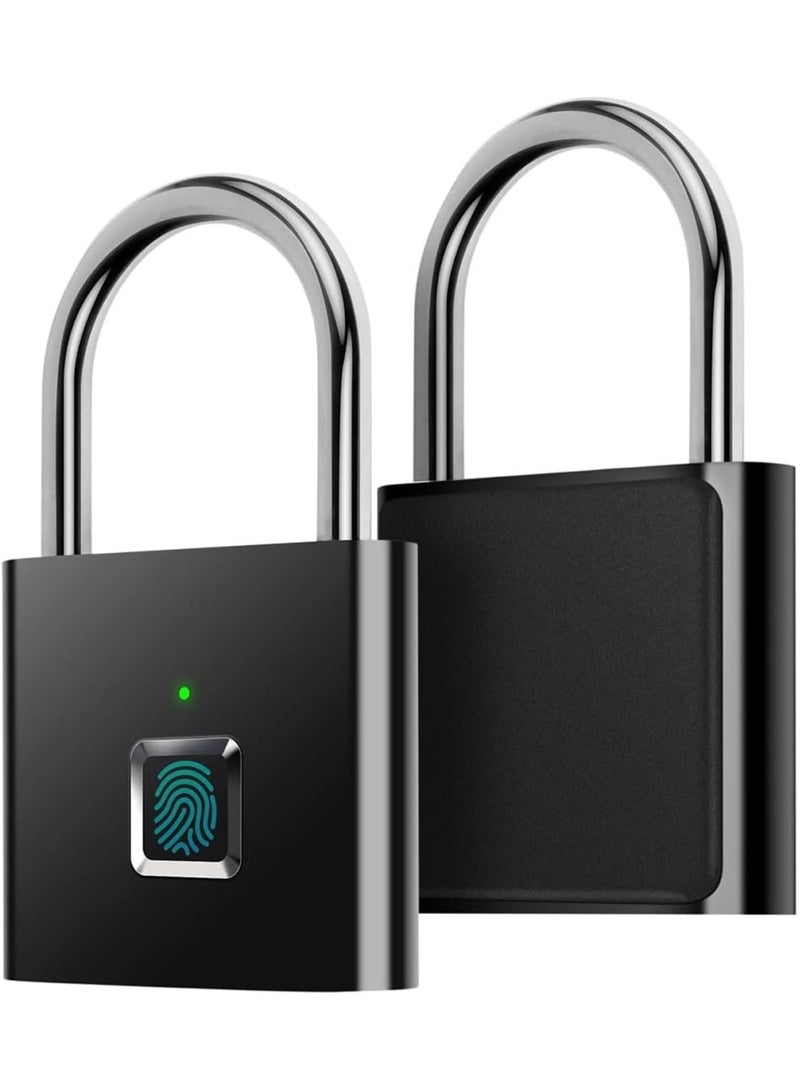 Relex Fingerprint Padlock, Smart Pad Lock Small Portable Padlock with USB Charging, Waterproof Locker Lock, Rust-Proof Fingerprint Lock for Locker, Luggage, Gym, Suitcas, School, Bike (Black) - Image 1