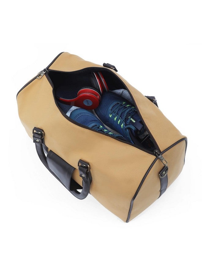 Fur Jaden Earth Friendly 35L Travel Duffle Bag Cabin Bag Made of Canvas Fabric Recycled from PET Bottles Weekender Bag for Men Women (Beige) - Image 3