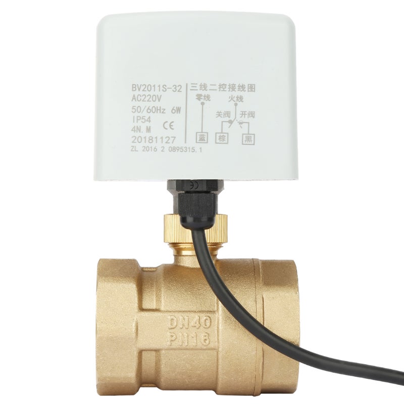 AC220V DN40 1-1/2" 2-Way 3-Wire Brass Electric Motorized Ball Valve - Image 2
