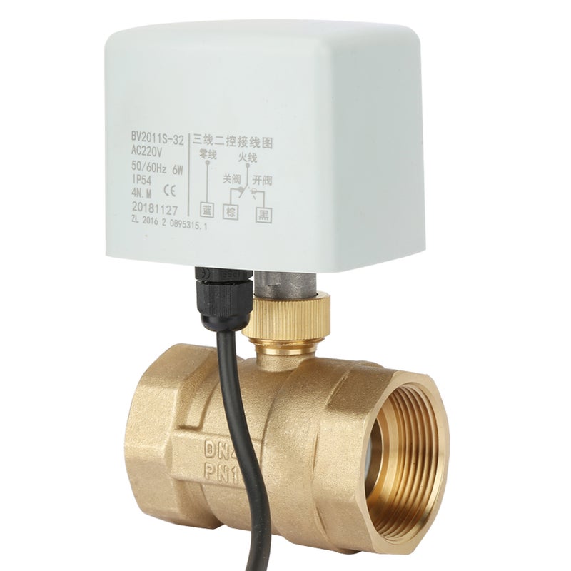 AC220V DN40 1-1/2" 2-Way 3-Wire Brass Electric Motorized Ball Valve - Image 3
