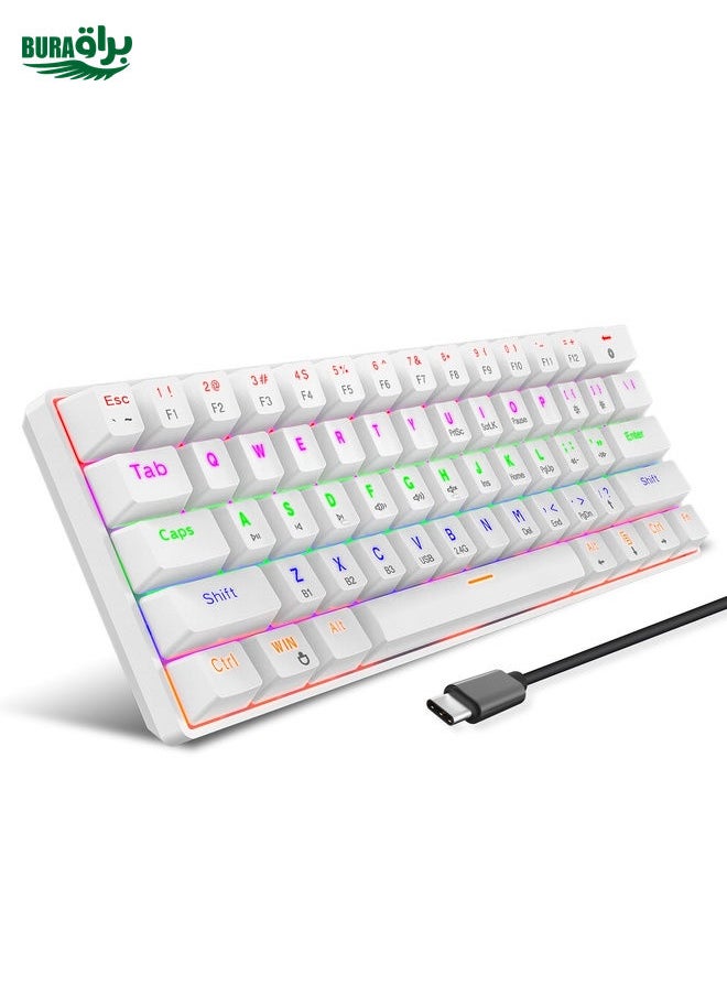 BURAQ - HXSJ L800 61 Keys Bluetooth 5.0 / 2.4G Wireless / Type-C Wired Three Modes Blue Shaft Mechanical Keyboard(White) - Image 1