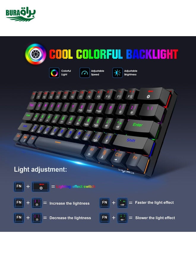 BURAQ - HXSJ L800 61 Keys Bluetooth 5.0 / 2.4G Wireless / Type-C Wired Three Modes Blue Shaft Mechanical Keyboard(White) - Image 1