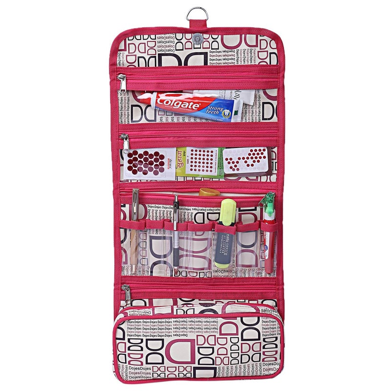 Kuber Industries Rexine 1 Piece Foldable Wall Hanging Travel Cosmetic Make up Organiser Kit (Pink) -CTKTC6237 - Image 1
