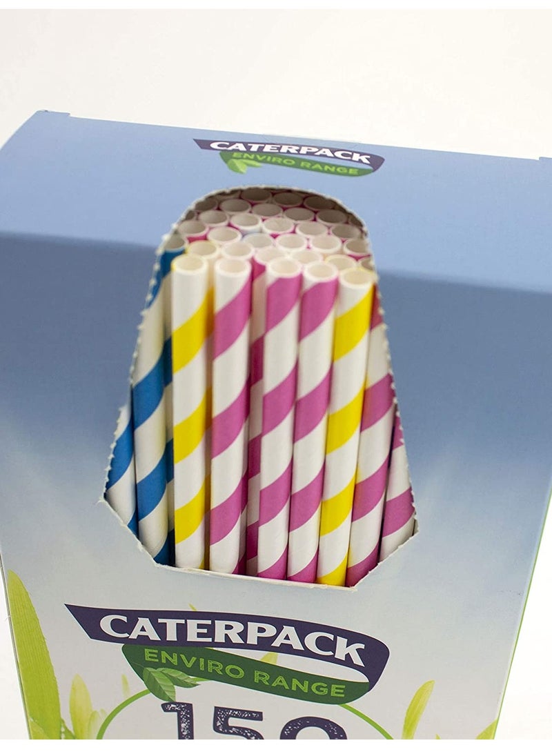 CATERPACK مصاصات ورقية مخططة 150 قطعة  - Image 4