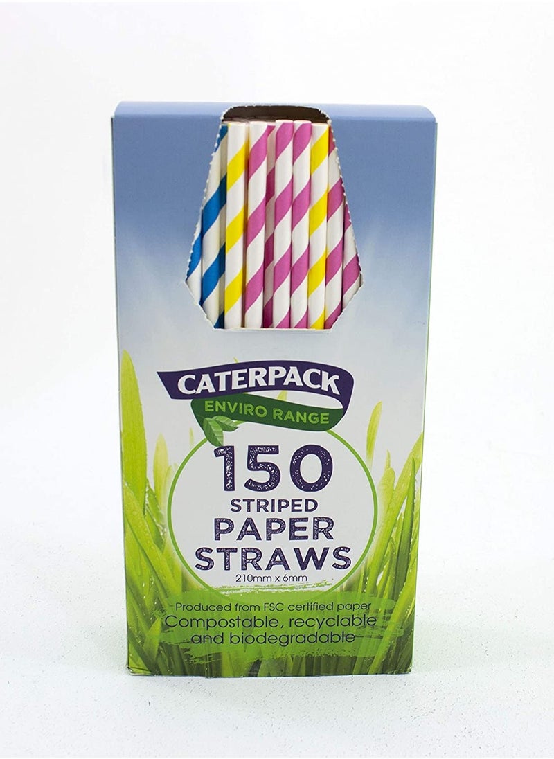 CATERPACK مصاصات ورقية مخططة 150 قطعة  - Image 5