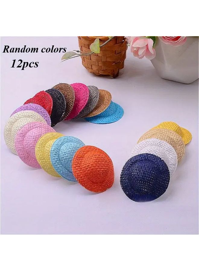 12pcs Colorful Floral Mini Hats For DIY Crafts Christmas Halloween Decorations - Image 1