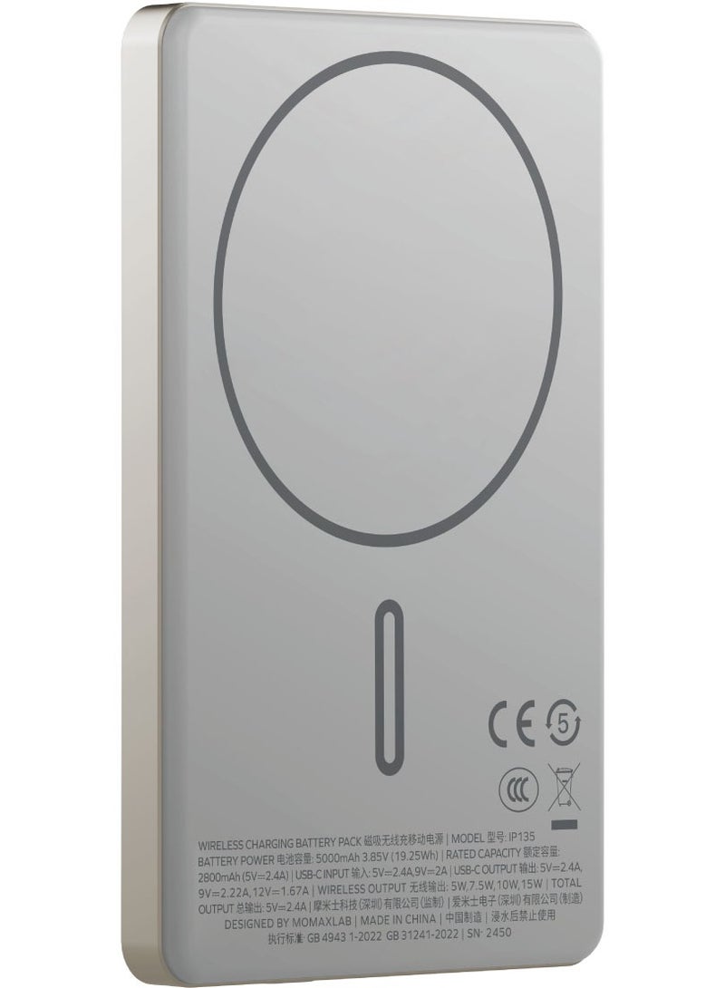 Momax مومكس 1-باور باس 5000 مللي أمبير 15 واط بنك طاقة لاسلكي ماغسيف - تيتانيوم - Image 2
