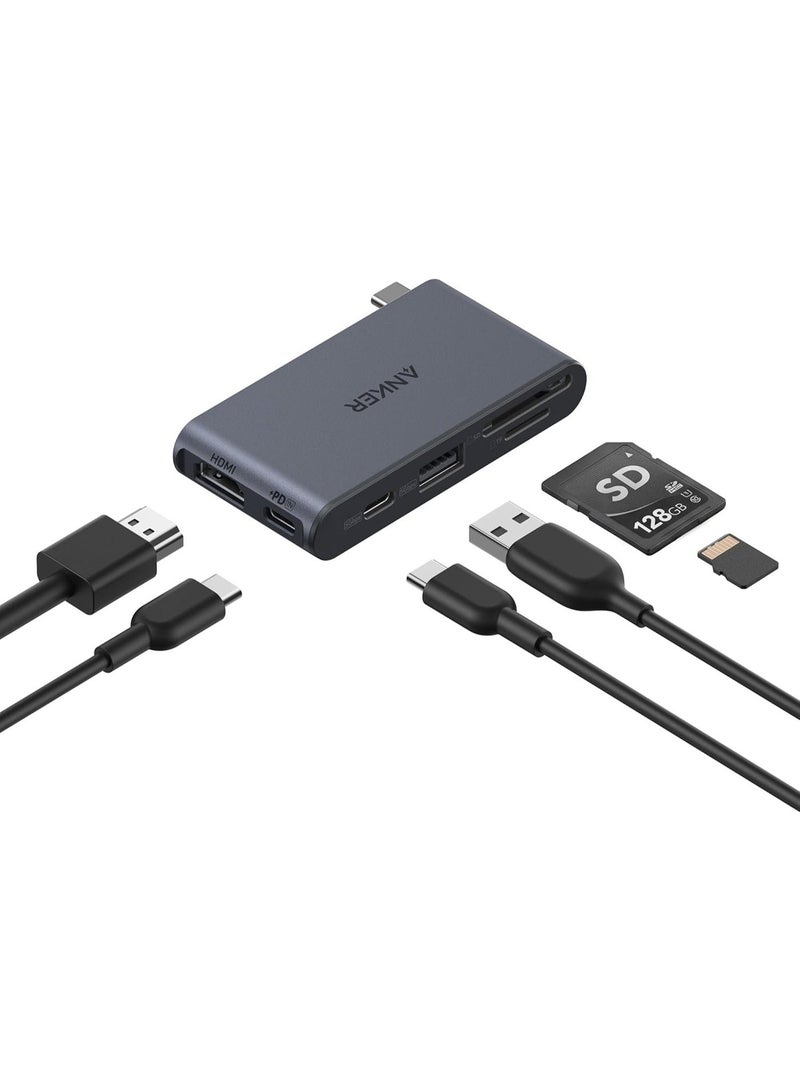 Anker Nano USB C Hub, 6-in-1 Compact USB-C Hub with 85W PD Charging (Charger Not Included), 4K@60Hz HDMI, 10Gbps USB-C, 5Gbps USB-A, SD/TF Card Readers, for MacBook, Lenovo, HP, and More black - Image 1