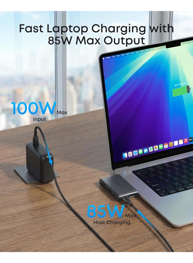 Anker Nano USB C Hub, 6-in-1 Compact USB-C Hub with 85W PD Charging (Charger Not Included), 4K@60Hz HDMI, 10Gbps USB-C, 5Gbps USB-A, SD/TF Card Readers, for MacBook, Lenovo, HP, and More black - Image 5